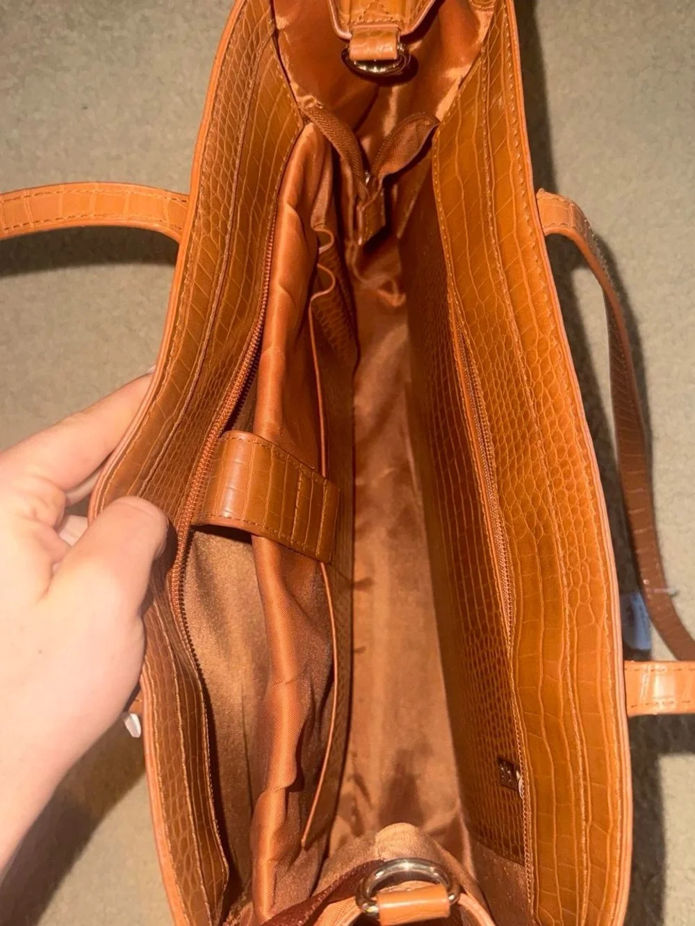 BEIS Croc-Embossed Laptop Tote